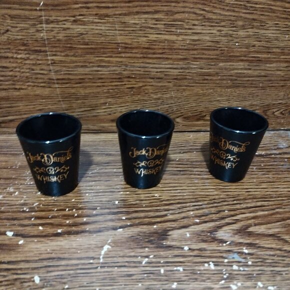 Set of 3 of Jack Daniels Shot Glasses Black Whiskey Shooters - Picture 3 of 5